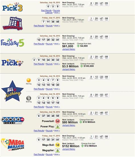 The Pick Arizona (AZ) Winning Numbers & Lottery Results.
